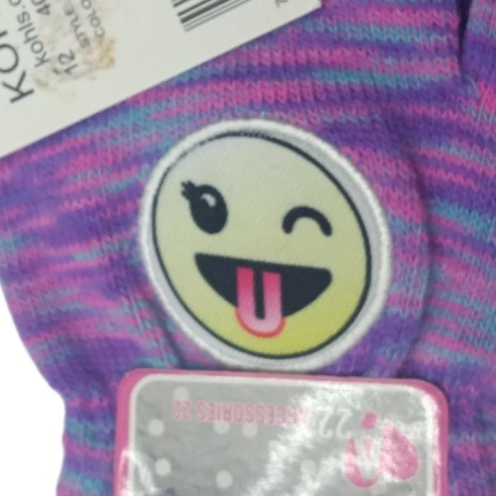 KOHLS Girl's 4-16 Emoji Face - Warm 2 pk. Gloves Set - Purple